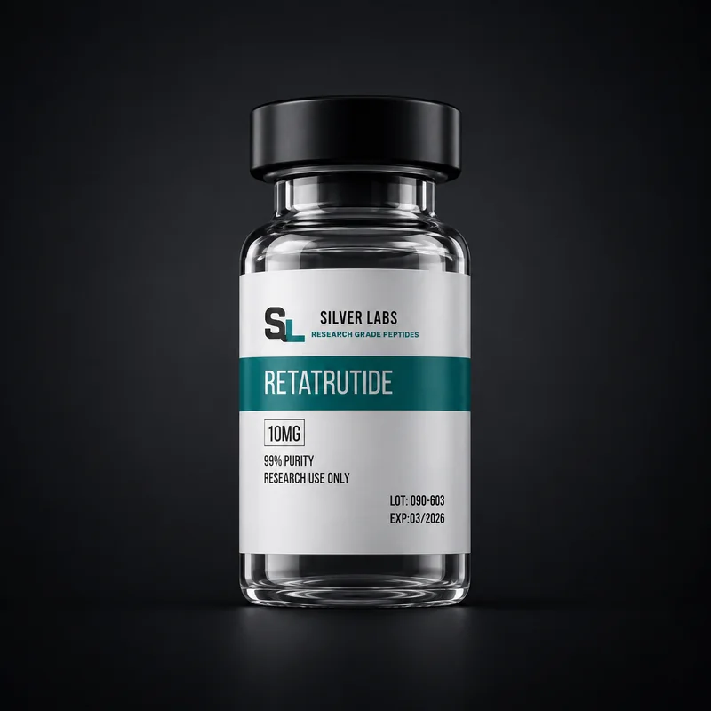 Frasco Silver Labs de Retatrutida 10MG para pesquisa