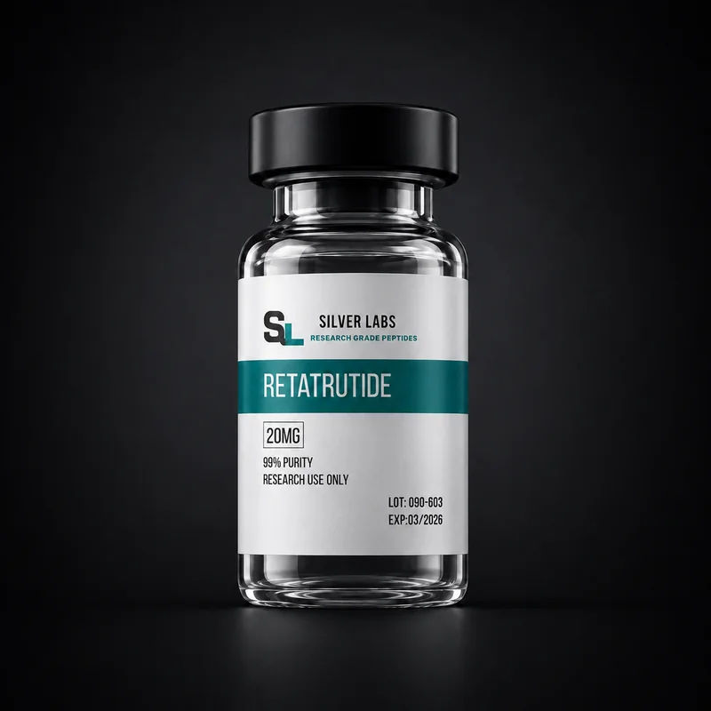 Frasco Silver Labs de Retatrutida 20MG para pesquisa